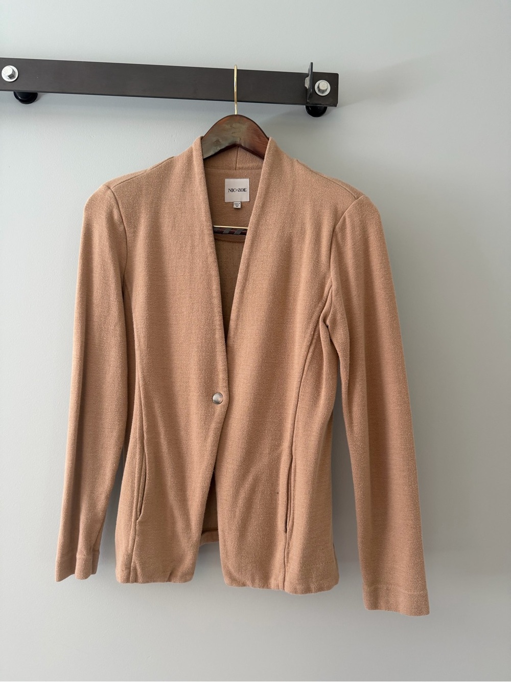 NIC+ZOE Women's Tan Open-Front Snap Closure Blazer Jacket